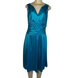 Dressbarn Collection Teal Dress Sleeveless V-Neck Party Cocktail Size 10